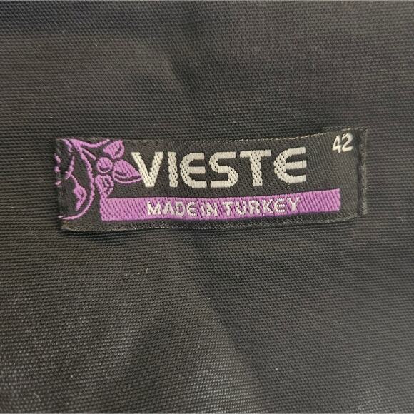 Vieste Jacket Dress, Black Maxi Length Coat with Shoulder Bow Accents, sz 42 - Picture 9 of 9